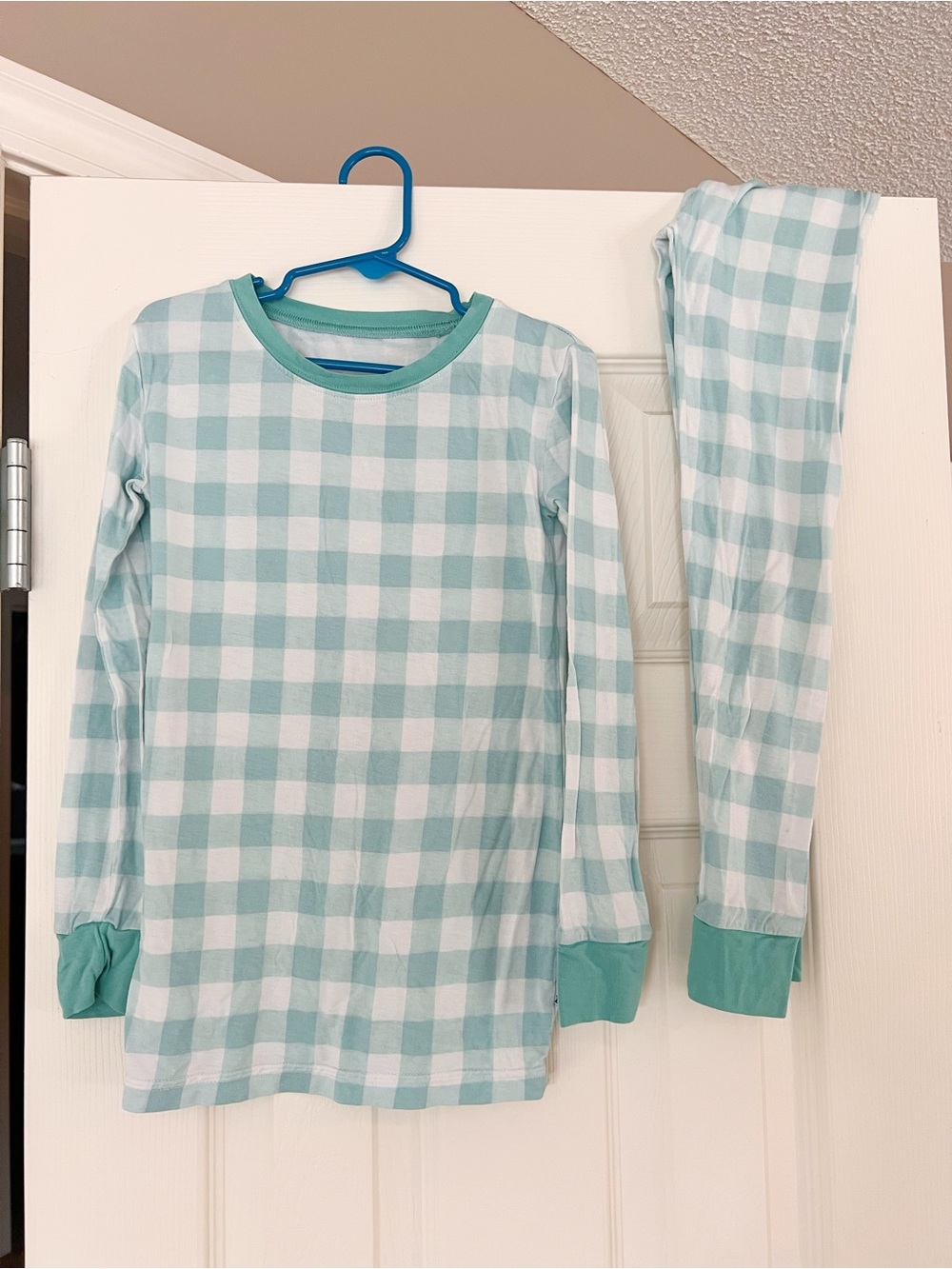 Little Sleepies Aqua Gingham Kids Pajama Set 7/8